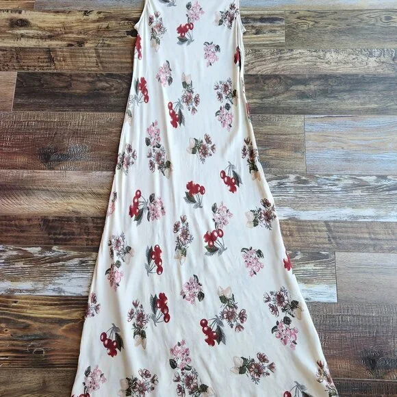 Vintage Y2K  NC Love USA Made Rayon Chiffon Sherry Floral Maxi Dress Sleeveless - Picture 6 of 10